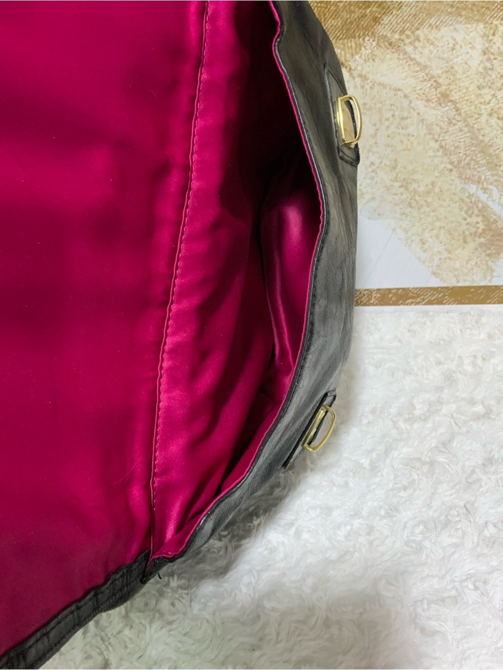Coach Poppy Black Leather Tote with Gold Chain Handles - Picture 4 of 11